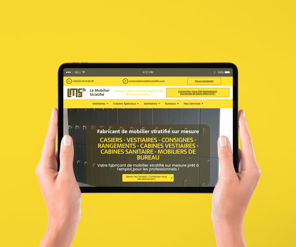 Site internet sur mesure conçu par Anria pour l'entreprise Le Mobilier Stratifié